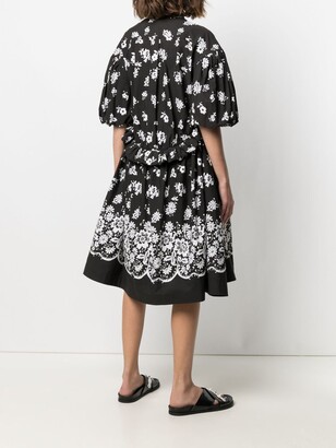 Simone Rocha Floral-Print Puff-Sleeve Dress