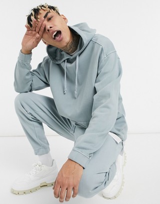 ASOS DESIGN oversized tracksuit with hoodie & oversized joggers in washed  grey - ShopStyle