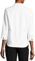 Thumbnail for your product : Misook 3/4-Sleeve Techno Snap-Front Jacket, White/Black, Plus Size