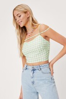 Thumbnail for your product : Nasty Gal Womens Strappy Detail Gingham Print Cami Crop Top - Green - 10