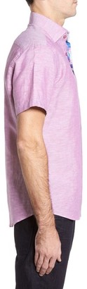 Stone Rose Men's Trim Fit Linen Blend Sport Shirt