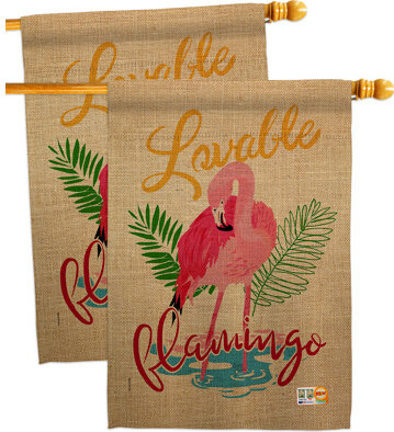 Lovable Flamingo 2-Sided Polyester 40 x 28 in. House Flag