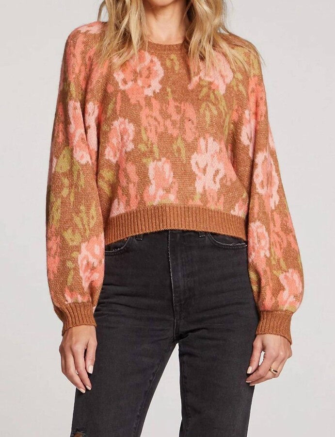 SALTWATER LUXE Noble Floral Sweater In Pecan