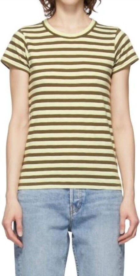 Rag & Bone The Slub T-Shirt In Green Stripe