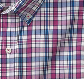 Johnston & Murphy Plaid Button-Down Collar Slub Shirt