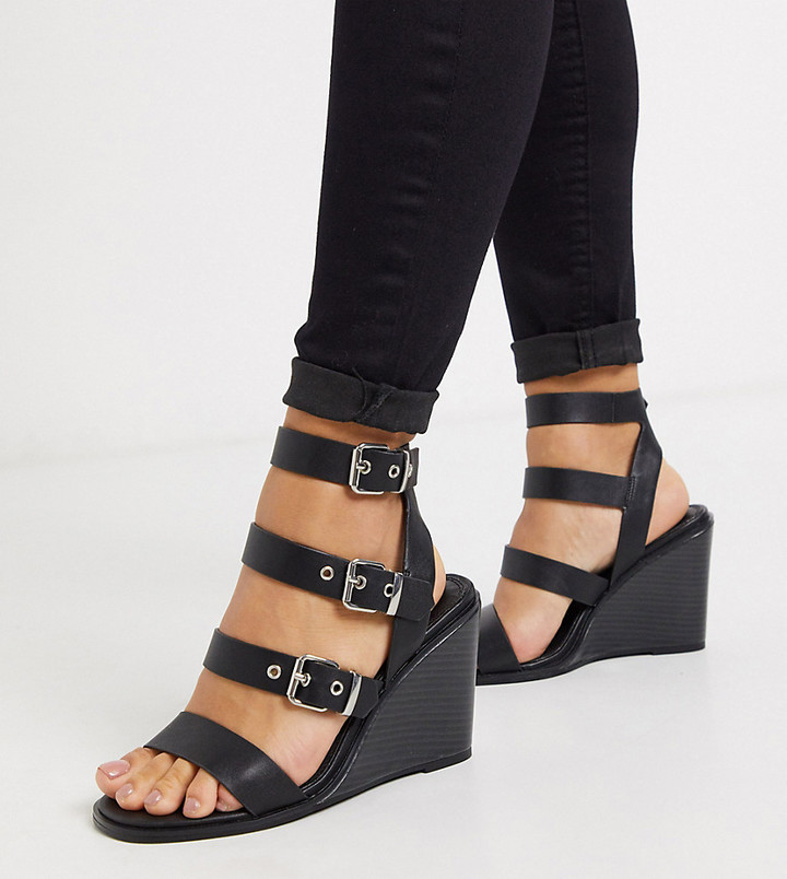 wide fit black wedges