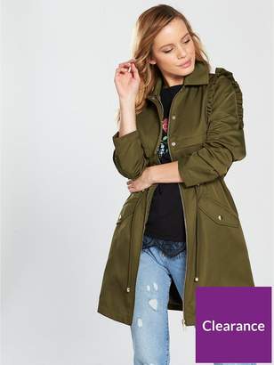 V By Very Petite Ruffle Detail Trench Coat