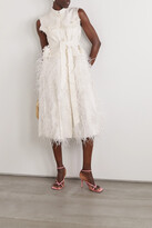 Thumbnail for your product : Huishan Zhang Wyatt Feather-trimmed Tweed And Pleated Crepe Dress