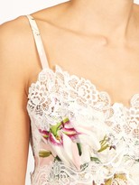 Thumbnail for your product : Dolce & Gabbana Lily-print Lace-trim Silk-charmeuse Cami Top - Pink Multi