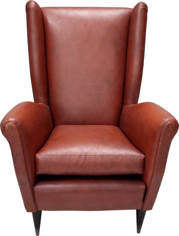 Skai Wingback Armchair Attr. To Mod. 512 Attr. To Gio Ponti Produced By Isa