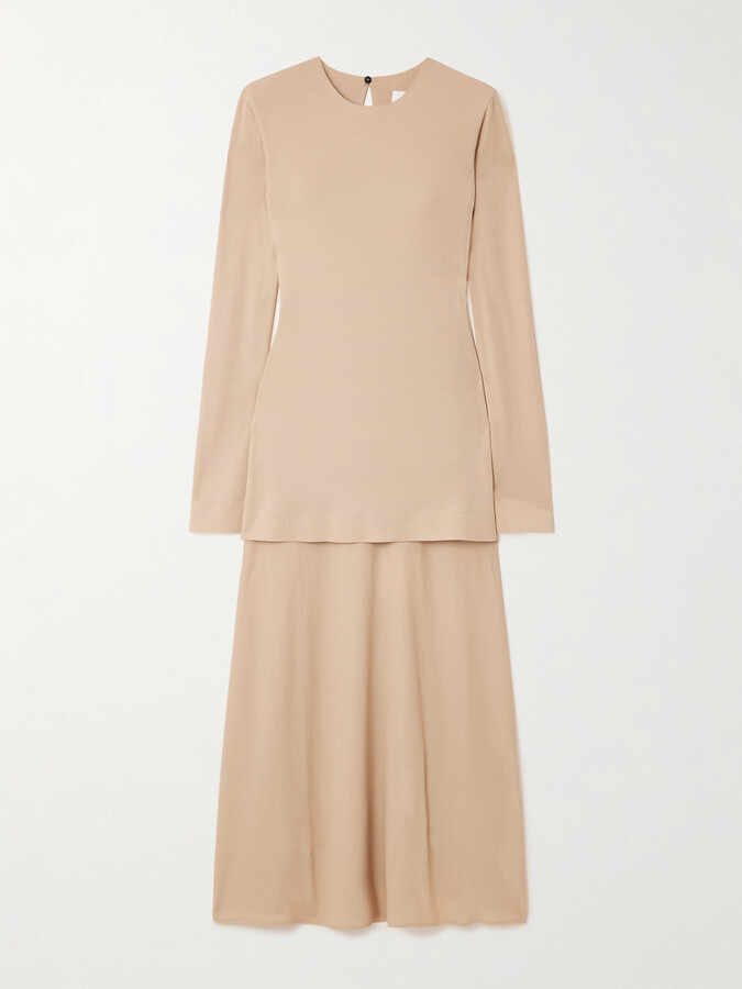 Jil Sander Layered Crepe Maxi Dress - Gold
