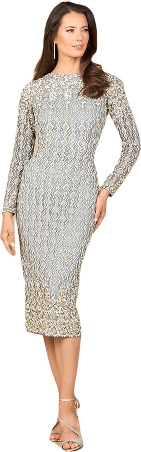 Lara Women's Beaded Midi Dress with Long Sleeves