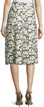 Adam Lippes High-Waist Floral-Print Combo Skirt, Mini Dahlia