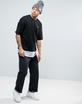 Thumbnail for your product : Lacoste Live Crew Longline Oversized T-Shirt Contrast Hem Croc Logo in Black/Silver