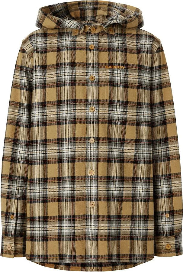 Burberry Embroidered-Logo Hooded Shirt