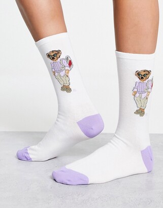 Polo Ralph Lauren bear socks in white - ShopStyle