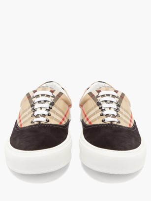 Burberry Wilson House-check & Suede Low-top Trainers - Black