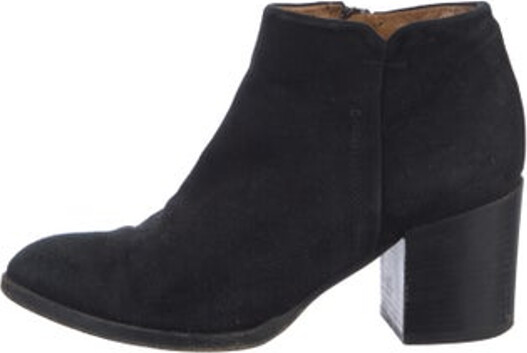 Alberto Fermani Suede Ankle Boots Black Semi-Pointed Toes Concealed Zip Closure at Sides