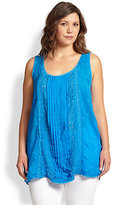 Thumbnail for your product : Johnny Was Johnny Was, Sizes 14-24 Eyelet Pintuck Tank