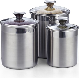 Leraze Set of 4 Red Stainless Steel Canisters with Glass Window & Airtight  Lid