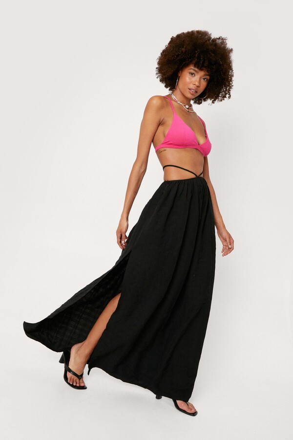 Nasty Gal Womens Strappy Slit Maxi Skirt - Black - 6 - ShopStyle