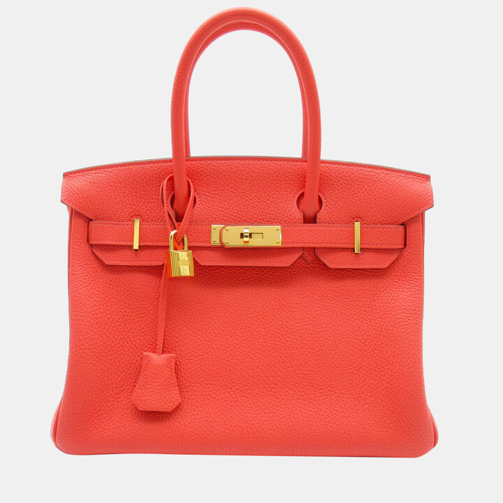 Hermes Red Clemence Leather Gold Plated Hardware Birkin 30 Tote Bag -  ShopStyle
