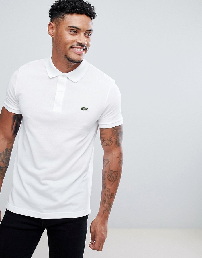 Lacoste slim fit pique polo in white - ShopStyle