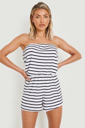 boohoo Nautical Jersey Bandeau Beach Playsuit - ShopStyle Jumpsuits &  Rompers