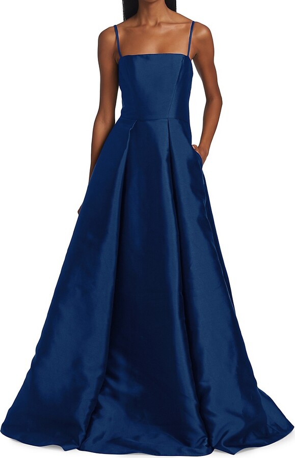 Vera Wang Bride Women's Diane Satin Fit-and-Flare Gown Navy
