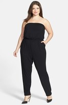 Thumbnail for your product : Sejour 'Ess Ray 260' Strapless Jumpsuit (Plus Size)