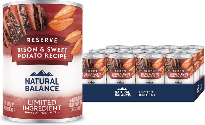 Natural Balance Limited Ingredient Reserve Bison & Sweet Potato Recipe Wet Dog Food, 13-oz can, case of 12