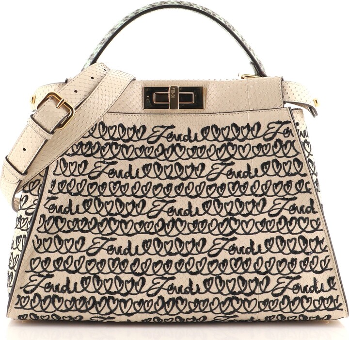 Fendi Peekaboo Bag Embroidered Python Regular - ShopStyle