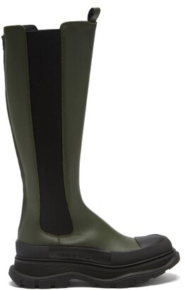 Alexander McQueen Tread-sole Leather Chelsea Boots - Khaki
