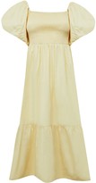 Thumbnail for your product : Miss Selfridge Pale Yellow Poplin Puff Sleeve Midi Dress
