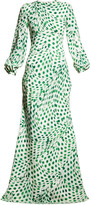Thumbnail for your product : Brandon Maxwell Audrey Dot-Print Blouson-Sleeve Gown