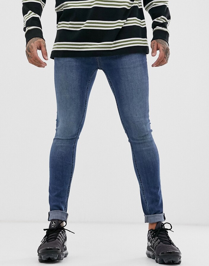 Topman spray-on jeans in mid wash - ShopStyle