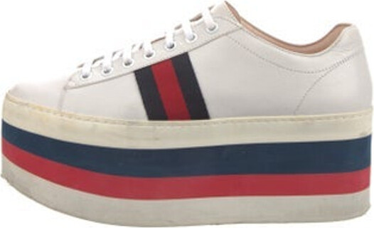 Gucci Leather Printed Wedge Sneakers - ShopStyle