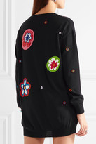 Thumbnail for your product : Moschino Embellished Appliquéd Wool Mini Dress - Black