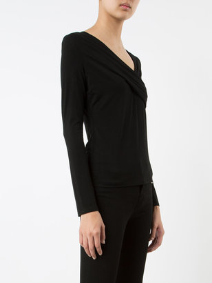 L'Agence asymmetric V-neck top - women - Spandex/Elastane/Rayon - M