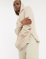 Thumbnail for your product : ASOS DESIGN hoodie with silver side zips in beige
