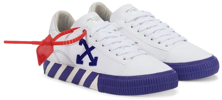off white low top neon canvas sneakers