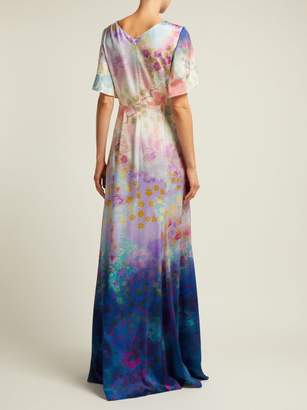 Peter Pilotto Floral Print Silk Blend Dress - Womens - Blue Multi