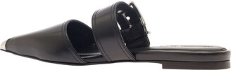 Alexander McQueen 'punk' Black Mules With Metal Tip In Leather Woman