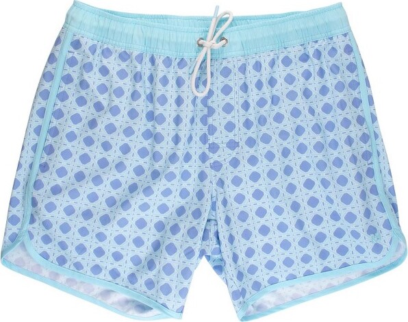 RuggedButts RuggedButtsUPF50+Men'sStretchDolphinHemSwimTrunks-PeriwinkleBlueCoastalCane,Men'sXL