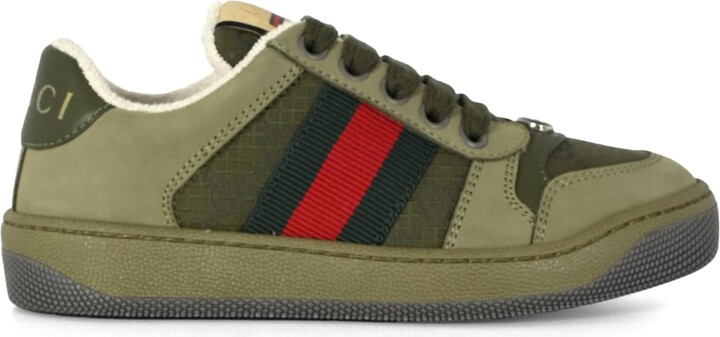 Green Screener Sneakers For Kids With Web Detail
