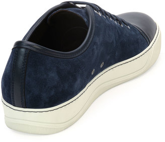 Lanvin Men's Suede Cap-Toe Low-Top Sneaker, Blue