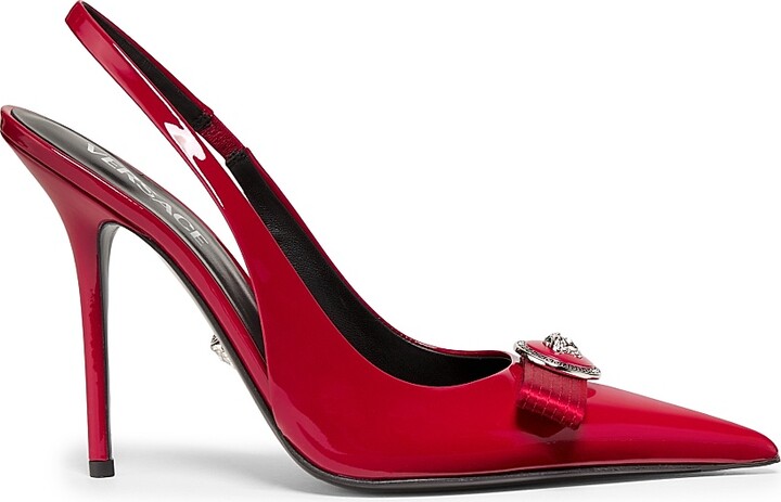 Versace Women's 110MM Patent Leather Slingback Pumps - Black - Size 6