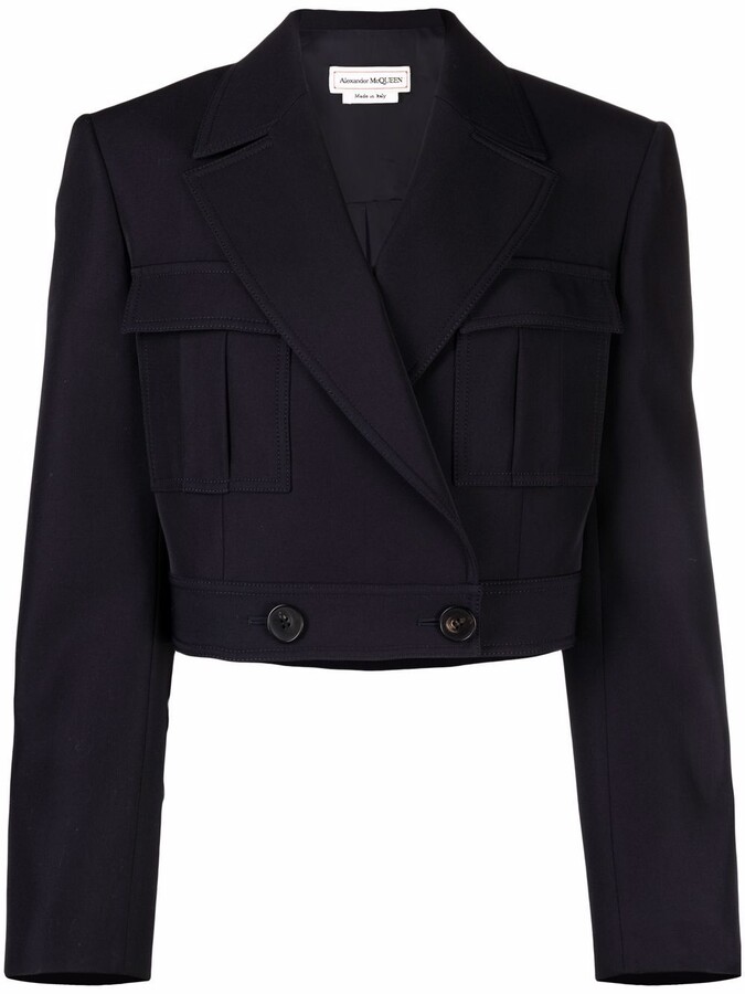 Principles Womens Tailored Cropped Blazer Jacket with Revere Collar 