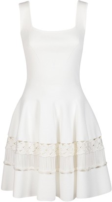 Alexander McQueen Lace Insert Ribbed Flared Dress