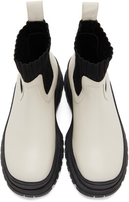STAUD Off-White & Black Bow Boots